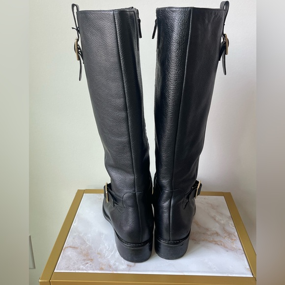 Cole Haan Womens Kenmare Tall Riding Boot Leather Black Buckle Detail Zip Size 9 - Picture 7 of 14